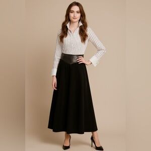 Vintage Dominic Bellissimo Black Leather Suede Skirt